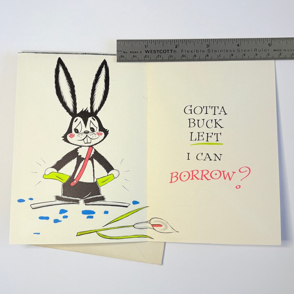 Vintage 1950s Buzza Cardozo Income Tax Day Greeting Card Rabbit Uncle Sam - Picture 3 of 8